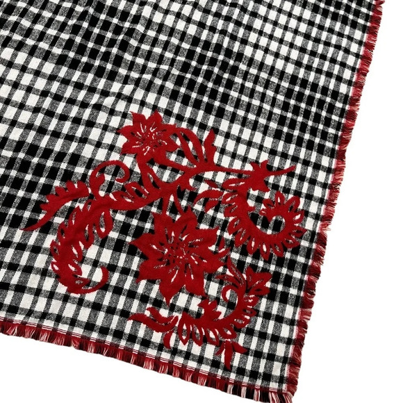 Steve Madden Plaid Floral Oversized Blanket Scarf 54” x 54” Acrylic Reversible - Picture 2 of 5